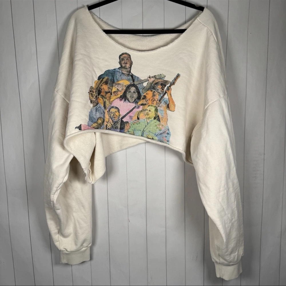 Zach Bryan Quittin Time Tour Custom Cut Cropped Sweatshirt Concert Festival L/XL